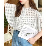 ホワイト系その他 | シフォンジョーゼット半袖無地&ドットプリント アソートラッフルスリーブブラウス | moment+
