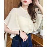 イエロー | シフォンジョーゼット半袖無地&ドットプリント アソートラッフルスリーブブラウス | moment+