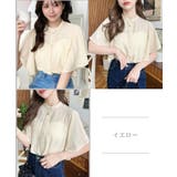 シフォンジョーゼット半袖無地&ドットプリント アソートラッフルスリーブブラウス | moment+ | 詳細画像4