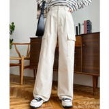 アイボリー | タック入りセミワイドカーゴパンツ | moment+