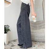 ブラック系その他 | パール&ビジュー&ラインストーンデニムパンツ | moment+
