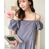 ブルー | 2WAYオフショルパフスリーブオールインワン | moment+