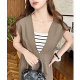 リネンライクVネックジャンパースカート | moment+ | 詳細画像10 