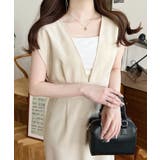 リネンライクVネックジャンパースカート | moment+ | 詳細画像6 