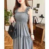 チャコールグレー | シャーリングティアードカットソーキャミワンピース | moment+