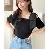 リボンストラップオフショル半袖ニットプルオーバー | moment+ | 詳細画像14 