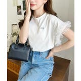 綿100%フリルスリーブリボンプリントTシャツ | moment+ | 詳細画像4 
