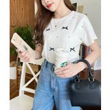 バックハートカットリボンビジュー半袖Tシャツ | moment+ | 詳細画像6 