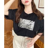 チュールレイヤード箔プリント半袖Tシャツ | moment+ | 詳細画像13