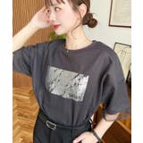チュールレイヤード箔プリント半袖Tシャツ | moment+ | 詳細画像9