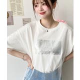 チュールレイヤード箔プリント半袖Tシャツ | moment+ | 詳細画像6