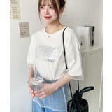 チュールレイヤード箔プリント半袖Tシャツ | moment+ | 詳細画像7