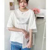 チュールレイヤード箔プリント半袖Tシャツ | moment+ | 詳細画像8