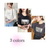 チュールレイヤード箔プリント半袖Tシャツ | moment+ | 詳細画像2