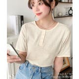 オートミール | 前後2WAYヘンリーネックボーダー半袖Tシャツ | moment+