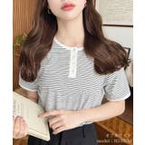 オフホワイト | 前後2WAYヘンリーネックボーダー半袖Tシャツ | moment+
