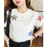 マルチ | フラワー刺繍半袖Tシャツ | moment+