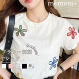 フラワー刺繍半袖Tシャツ | moment+ | 詳細画像1
