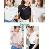 フラワー刺繍半袖Tシャツ | moment+ | 詳細画像2