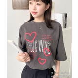 チャコールグレー | 落書きハートロゴ半袖Tシャツ | moment+