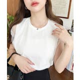 綿100%天竺.チュールレイヤードノースリーブTシャツ | moment+ | 詳細画像7