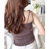 綿100％フライスカップ付きショルダーリボンシャーリングキャミソール | moment+ | 詳細画像8 