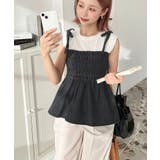 ライトオンスデニムシャーリングリボンペプラムキャミビスチェ | moment+ | 詳細画像12 