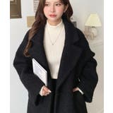 ブラック | フェイクリングウールルーズシルエットテーラードジャケット | moment+