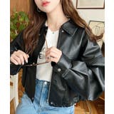 ヴィンテージライクマットフェイクレザー2WAYカラーショートブルゾン | moment+ | 詳細画像10 