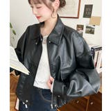 ヴィンテージライクマットフェイクレザー2WAYカラーショートブルゾン | moment+ | 詳細画像11 