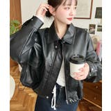 ヴィンテージライクマットフェイクレザー2WAYカラーショートブルゾン | moment+ | 詳細画像12 