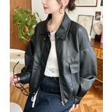 ヴィンテージライクマットフェイクレザー2WAYカラーショートブルゾン | moment+ | 詳細画像13 