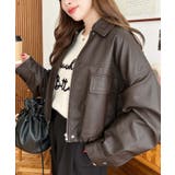 ヴィンテージライクマットフェイクレザー2WAYカラーショートブルゾン | moment+ | 詳細画像16 