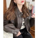 ヴィンテージライクマットフェイクレザー2WAYカラーショートブルゾン | moment+ | 詳細画像19 