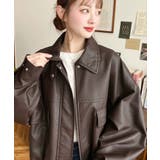 ヴィンテージライクマットフェイクレザー2WAYカラーショートブルゾン | moment+ | 詳細画像22 