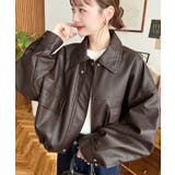 ヴィンテージライクマットフェイクレザー2WAYカラーショートブルゾン | moment+ | 詳細画像24 