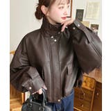 ヴィンテージライクマットフェイクレザー2WAYカラーショートブルゾン | moment+ | 詳細画像26 