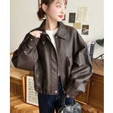 ヴィンテージライクマットフェイクレザー2WAYカラーショートブルゾン | moment+ | 詳細画像27 