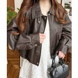 ヴィンテージライクマットフェイクレザー2WAYカラーショートブルゾン | moment+ | 詳細画像33 