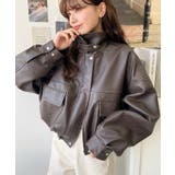 ヴィンテージライクマットフェイクレザー2WAYカラーショートブルゾン | moment+ | 詳細画像36 