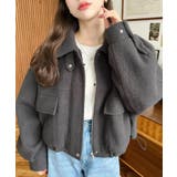 チャコールグレー | フェイクウールモッサ2WAYアレンジカラーショートブルゾン | moment+