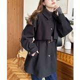 ブラック | 2WAYアレンジカラーミドル丈カラーコートニットメルトン | moment+