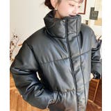 スタンドカラーファイバーダウンソフトフェイクレザーブルゾン | moment+ | 詳細画像12 