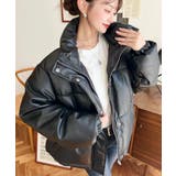 スタンドカラーファイバーダウンソフトフェイクレザーブルゾン | moment+ | 詳細画像14 