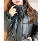 スタンドカラーファイバーダウンソフトフェイクレザーブルゾン | moment+ | 詳細画像16 