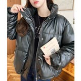 スタンドカラーファイバーダウンソフトフェイクレザーブルゾン | moment+ | 詳細画像19 