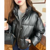 スタンドカラーファイバーダウンソフトフェイクレザーブルゾン | moment+ | 詳細画像22 