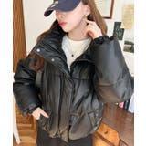 スタンドカラーファイバーダウンソフトフェイクレザーブルゾン | moment+ | 詳細画像25 