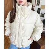 スタンドカラーファイバーダウンソフトフェイクレザーブルゾン | moment+ | 詳細画像4 