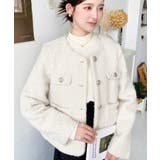 金ボタンノーカラージャケット フェイクリングウール | moment+ | 詳細画像14 